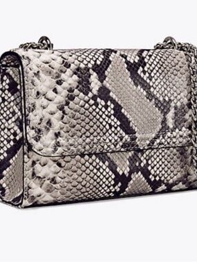 TORY BURCH Fleming Snakeskin Embossed  Crossbody/Shoulder Bag convertible
